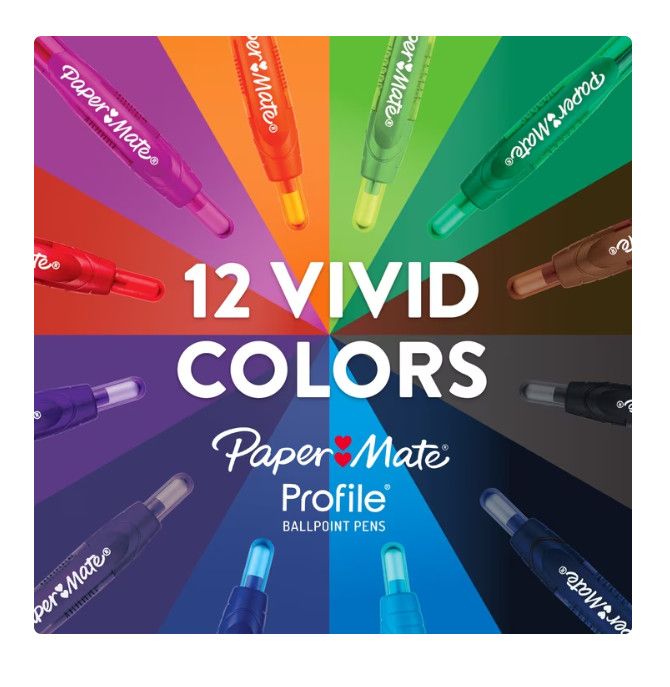 Paper Mate Profile Retractable Ballpoint Pens, 1.4 mm Bold Point, Black, 8 Count