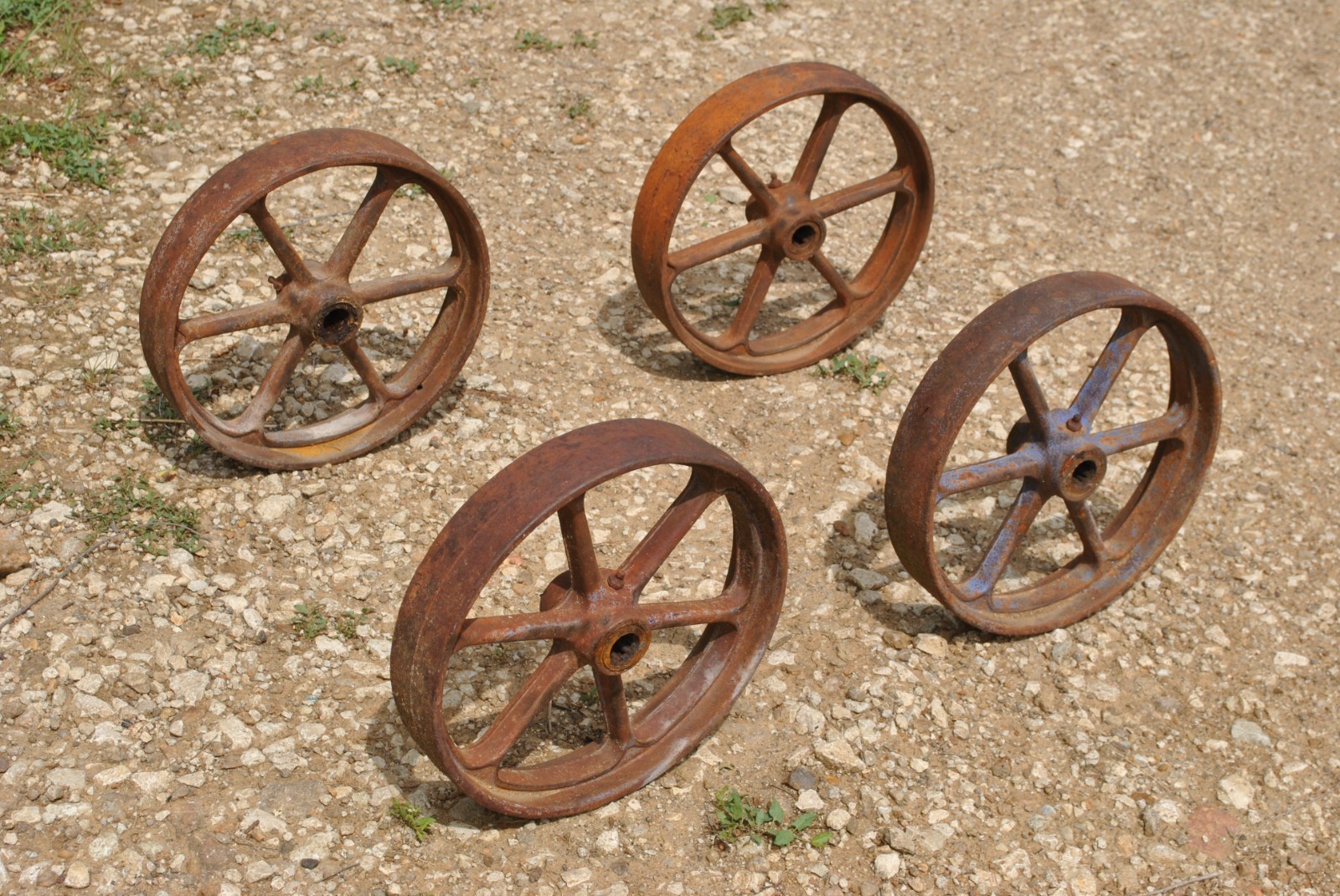 IHC Tall Cast Iron Wheels Hit Miss Gas Engine Steam Punk Industrial Cart