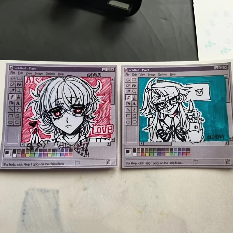 50 Sheets Vintage Computer style Drawing Sticky Notes