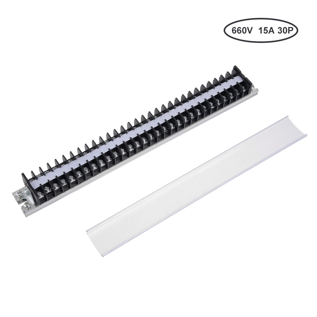 Barrier Terminal Strip Block 660V 15A Dual Row 30P DIN Rail Base Screw Connector
