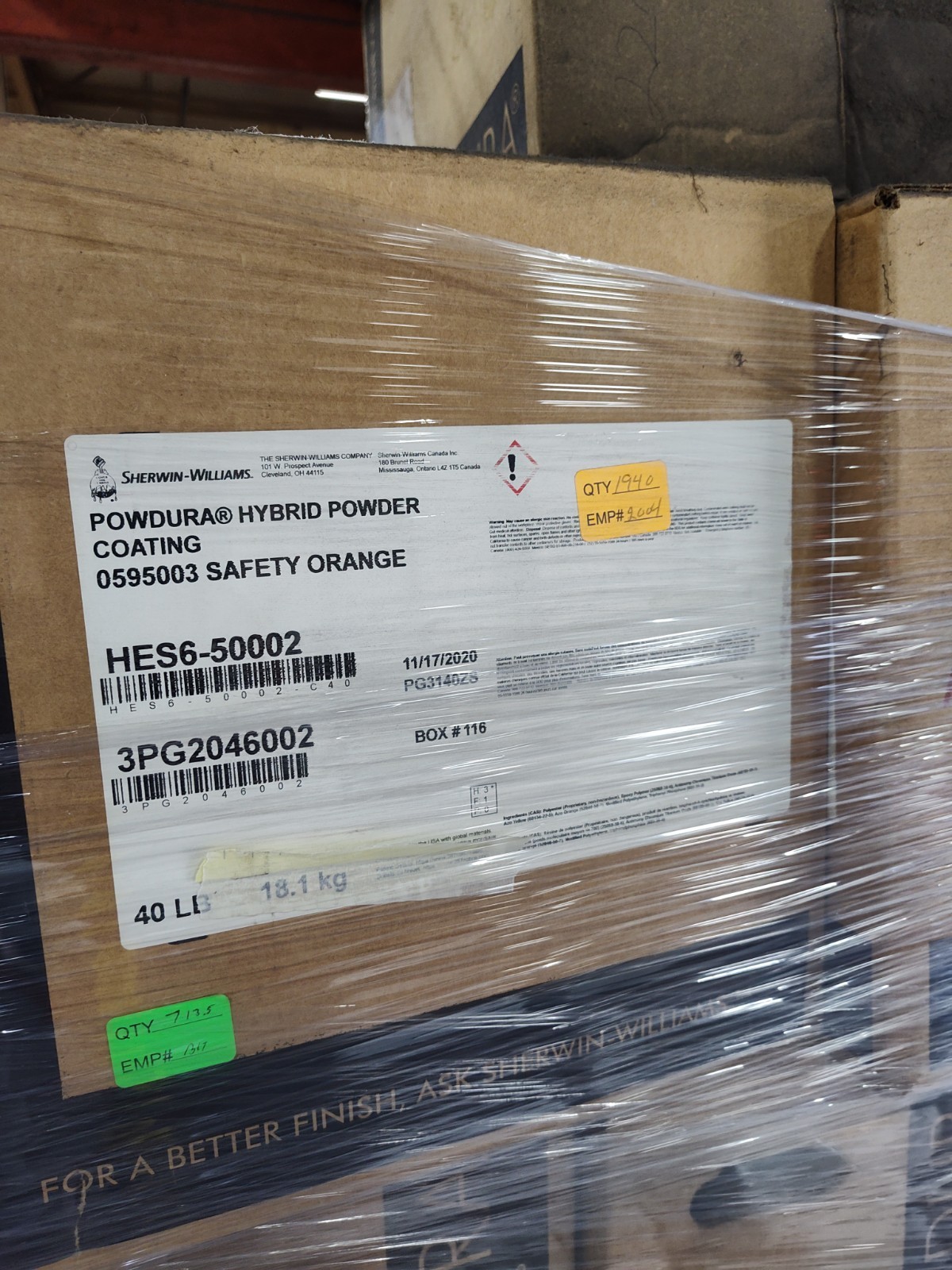 Sherwin-Williams Powdura Hybrid Powder Coating Safety Orange HES6-50002 40 LB EA