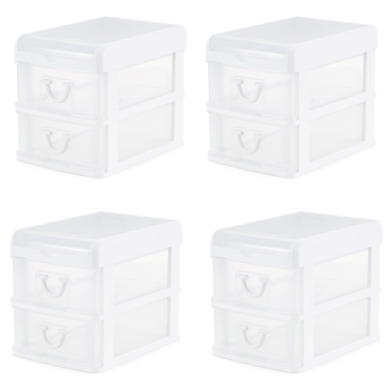 Gracious Living 2 Drawer Desktop Countertop Organizer with Flip Top Lid (4 Pack)