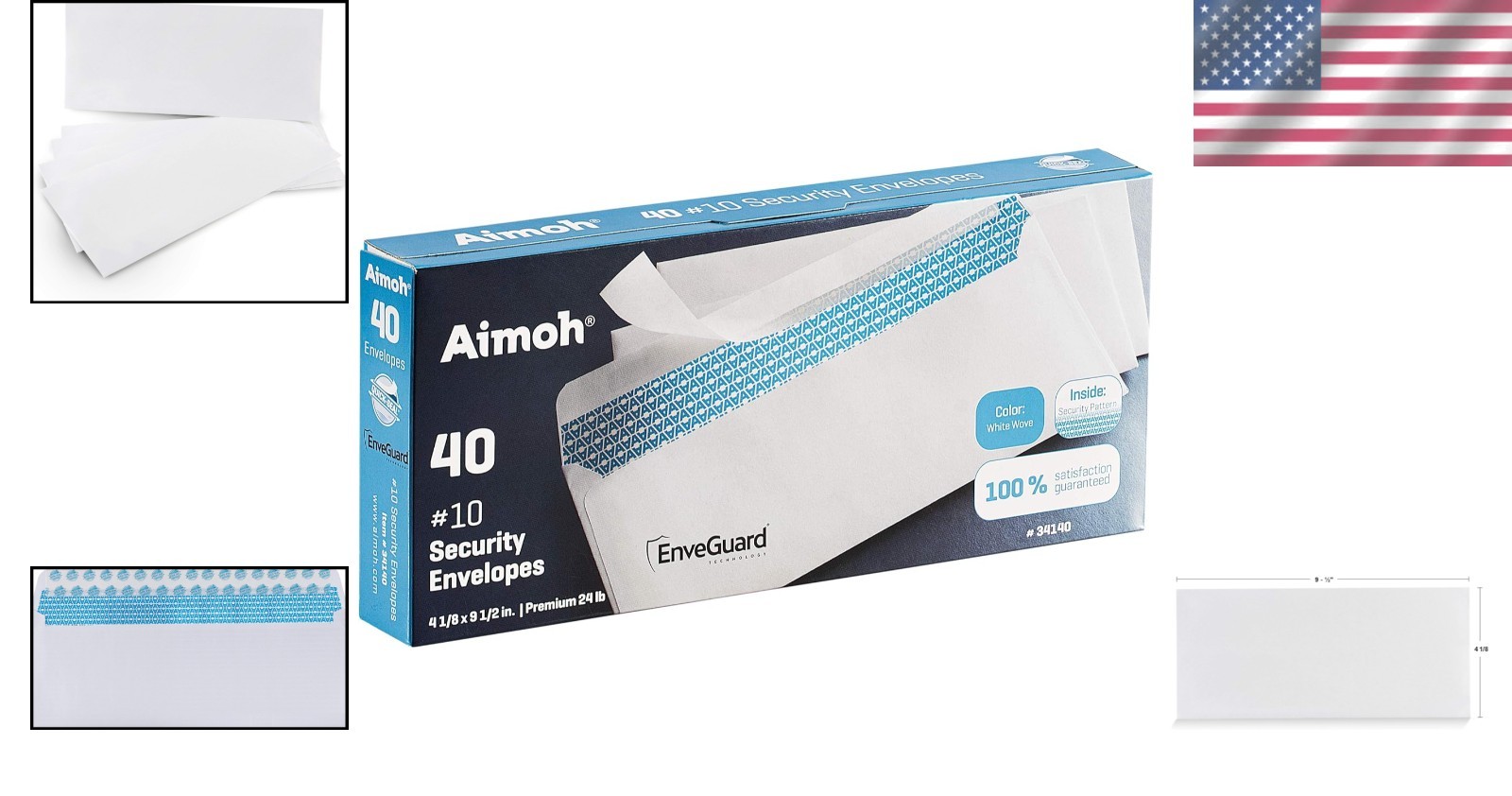 Windowless Self Seal Envelopes 40 Pack Security Tint 4.125 x 9.5 Inches