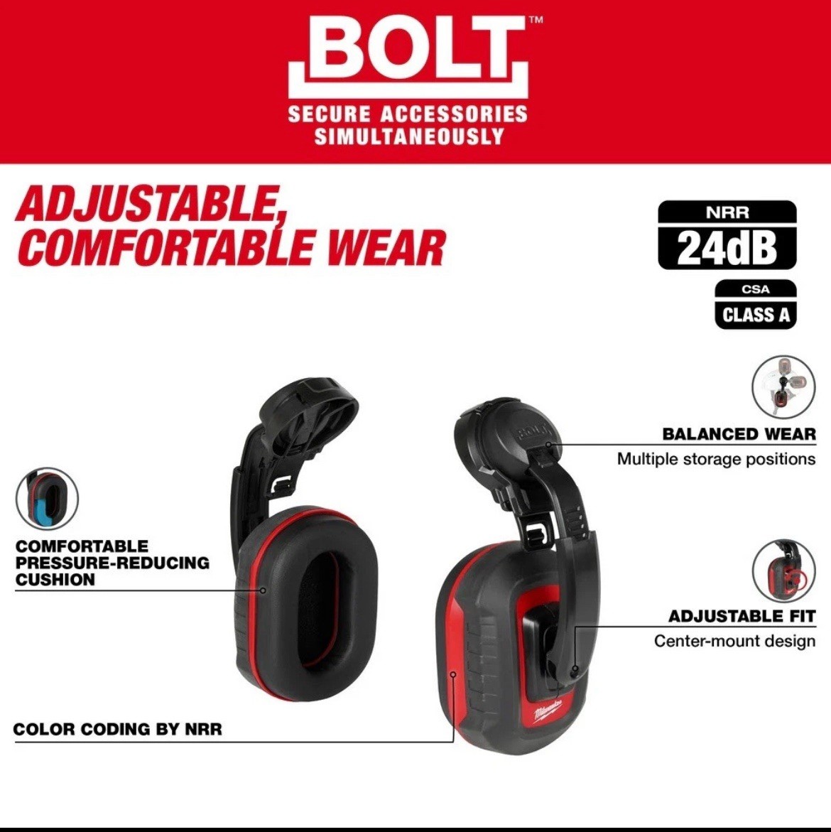 Milwaukee 48-73-3250 BOLT 24dB Earmuffs