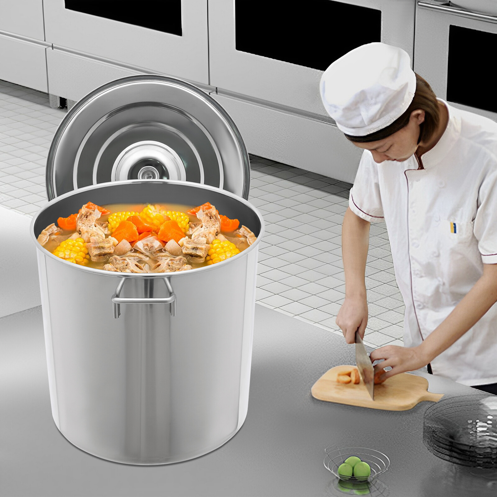 40L/42.27Qt Seafood Boil Pot Stainless Steel Shrimp Boil Stock Pot w/ Basket