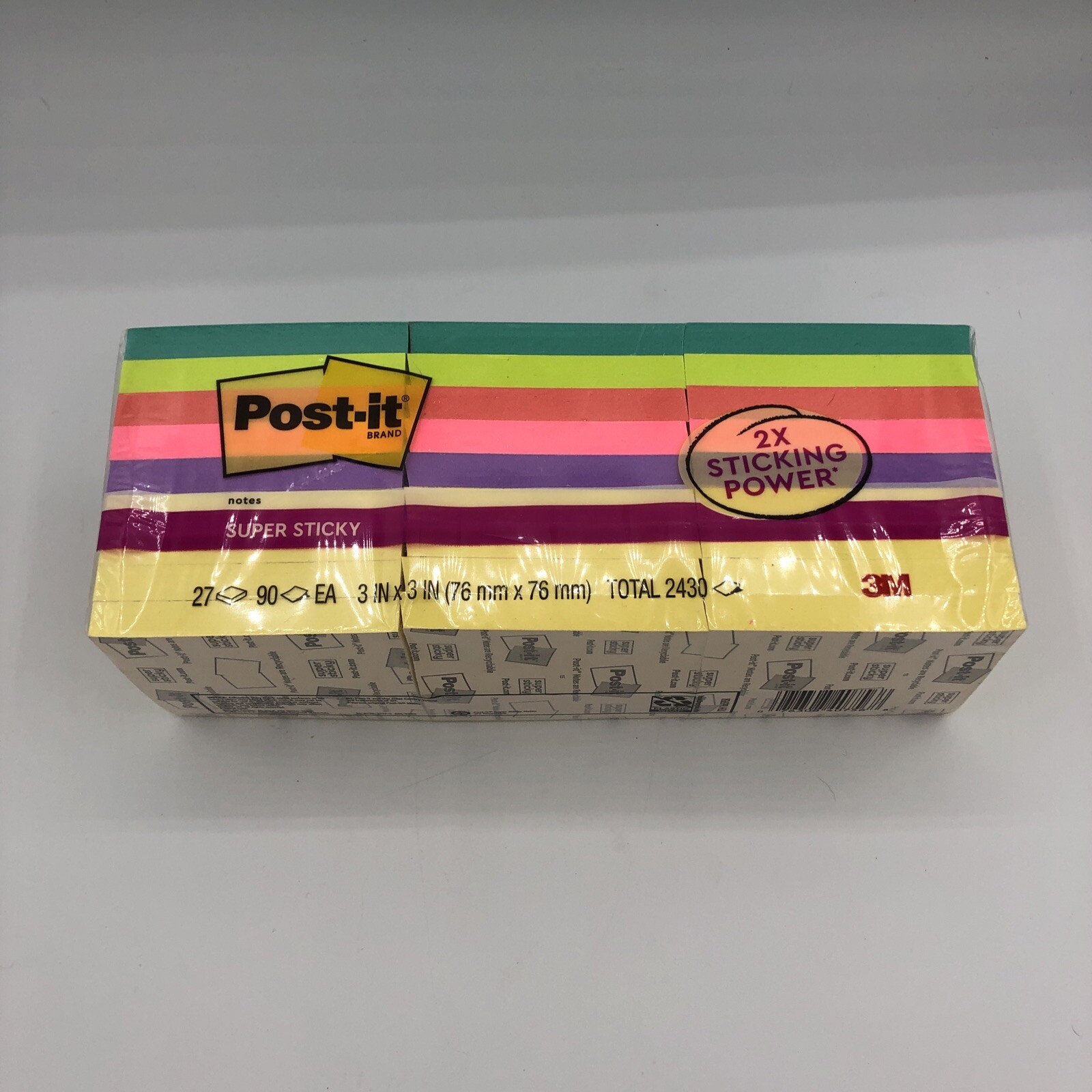 Post-it Brand 3M 3 Inch X 3 Inch Post-It Notes 27 Pads Neon Color New In Open