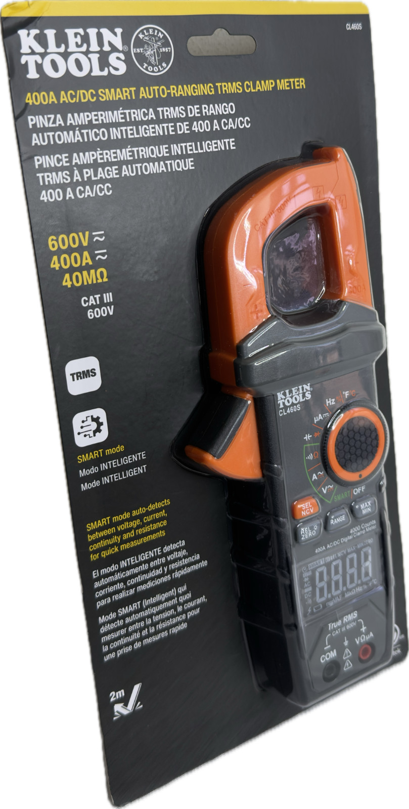 Klein Tools CL460S 400A AC/DC Smart Auto-Ranging Trims Clamp Meter (Sealed)