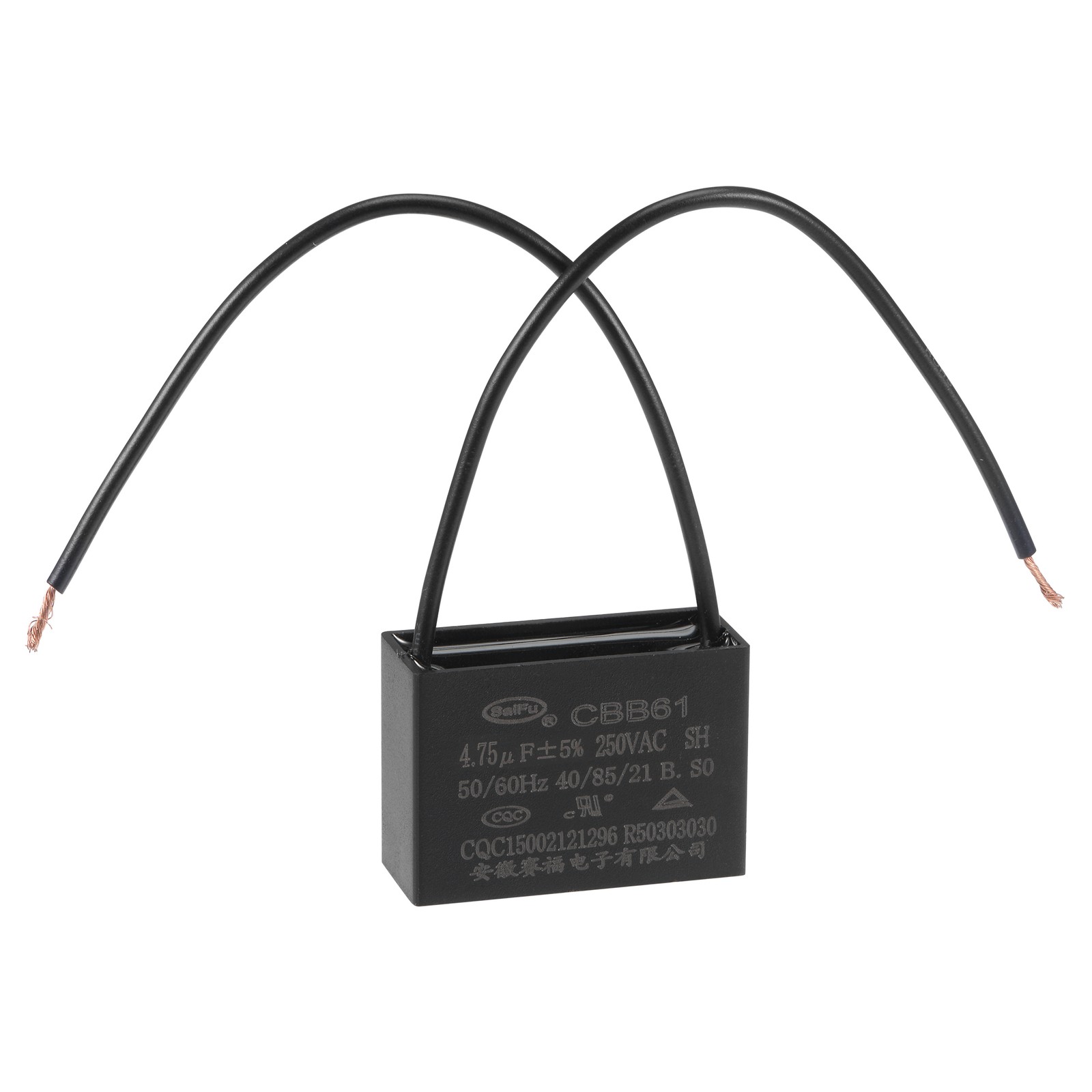 Ceiling Fan Capacitor CBB61 4.75uF 250V AC 2 Wires Metallized 37x26x15mm