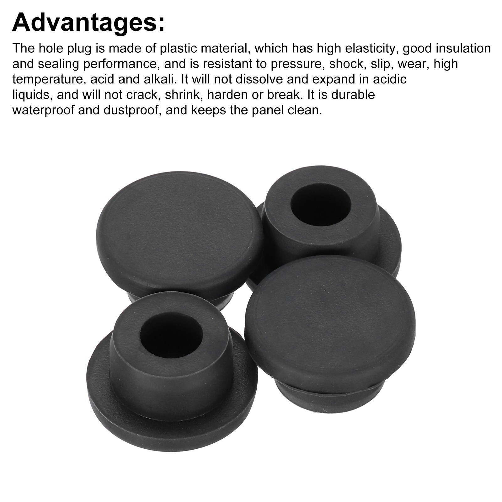 4pcs T-Shaped Silicone Plugs 20mm 3/4″ Dia Snap in Plug Seal Round Black