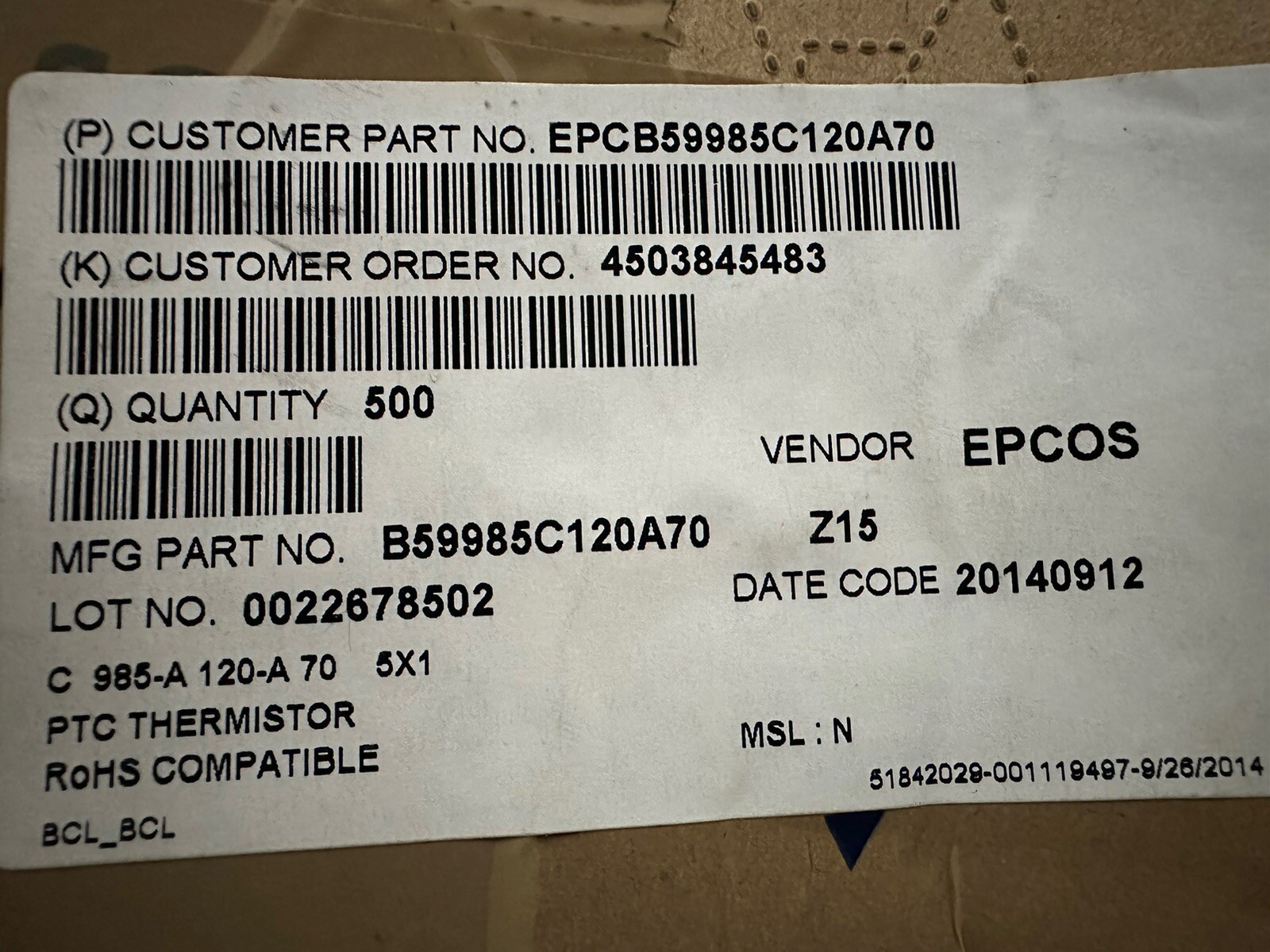 10Pcs B59985C0120A070 Epcos PTC Thermistor 45mA/1A 30V 25% 4R6 Radial