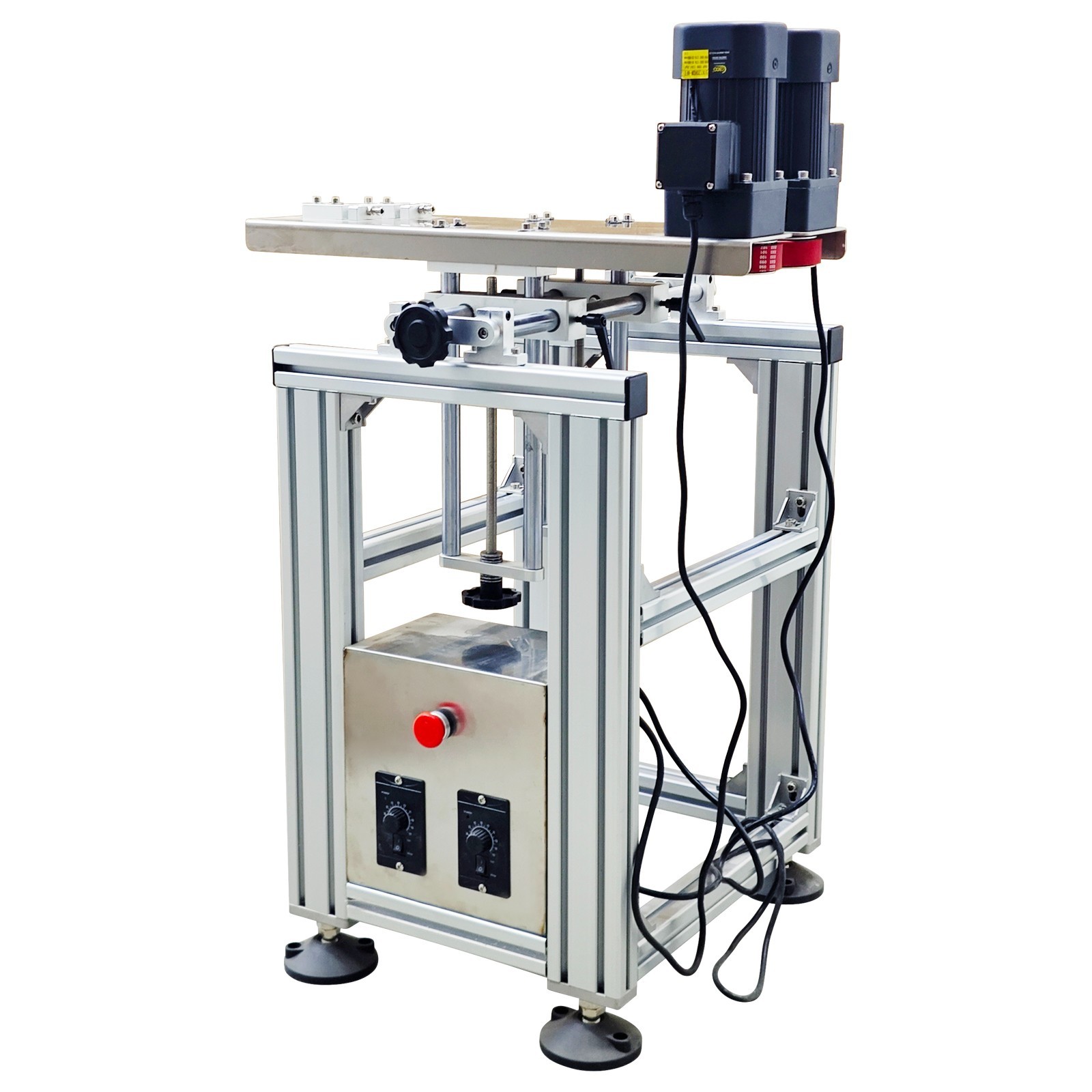 110V 0.39″–6.69″ Bottle Clamping Conveyor Bottomless Gap Transfer Double Motor