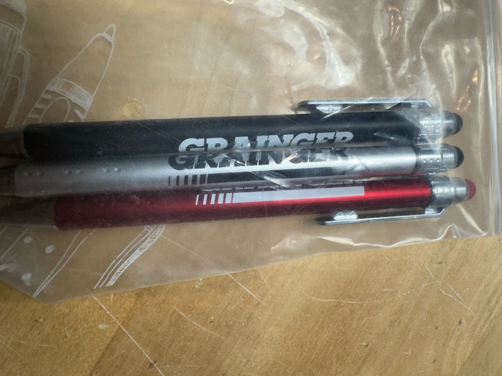 90 QTY – Metal Ball Point Pen with Stylus RED BLACK GRAY Promo GRAINGER LOT