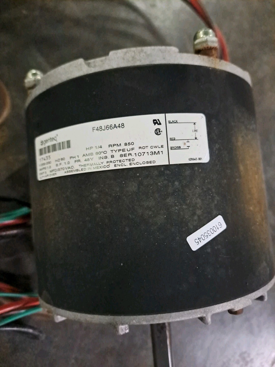 Genteq F48J66A48 Condenser Motor 1/4 HP 850 RPM 208/230V / 17435 (D2T1)