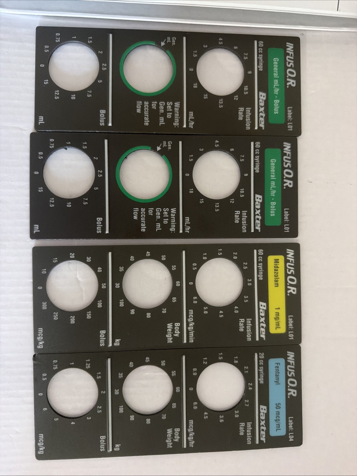 Baxter Bard Infus OR / INFUSOR Propofol Smart Labels (4) & Manual