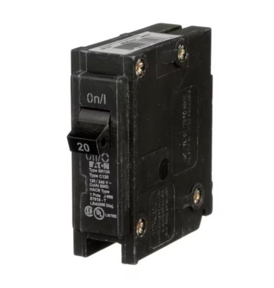 (2-PACK) EATON BR120 20A 120V/240V SINGLE POLE CIRCUIT BREAKERS *D19