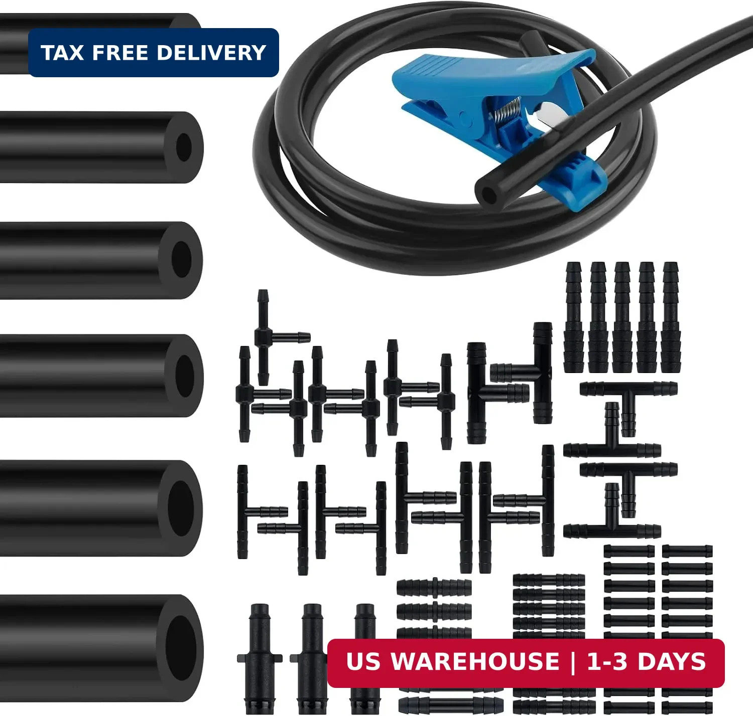 6PCS 4.9Ft ID 1/8″ 5/32″ 1/4″ 5/16″ 3/8″ 3/16″ Vacuum Lines Automotive Kit,Silic
