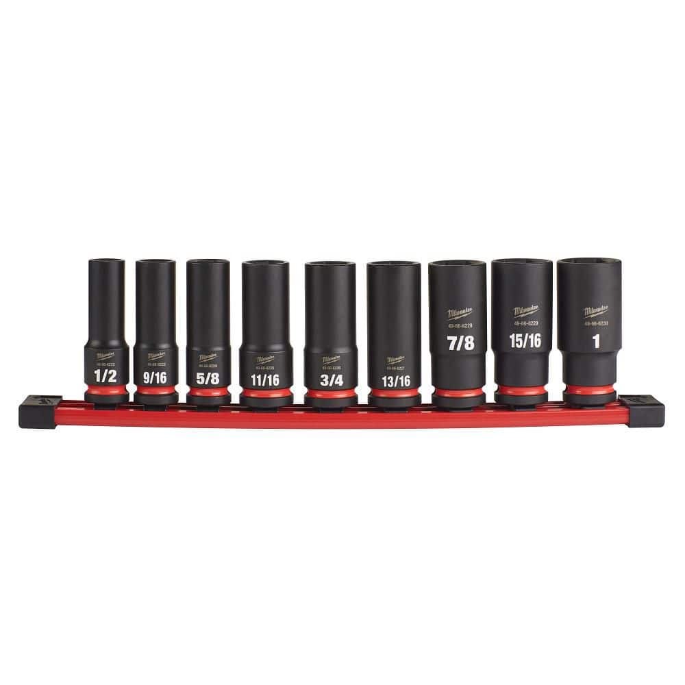 Milwaukee SHOCKWAVE 1/2 in. Drive SAE Deep Well Impact Socket Set (9-Piece)
