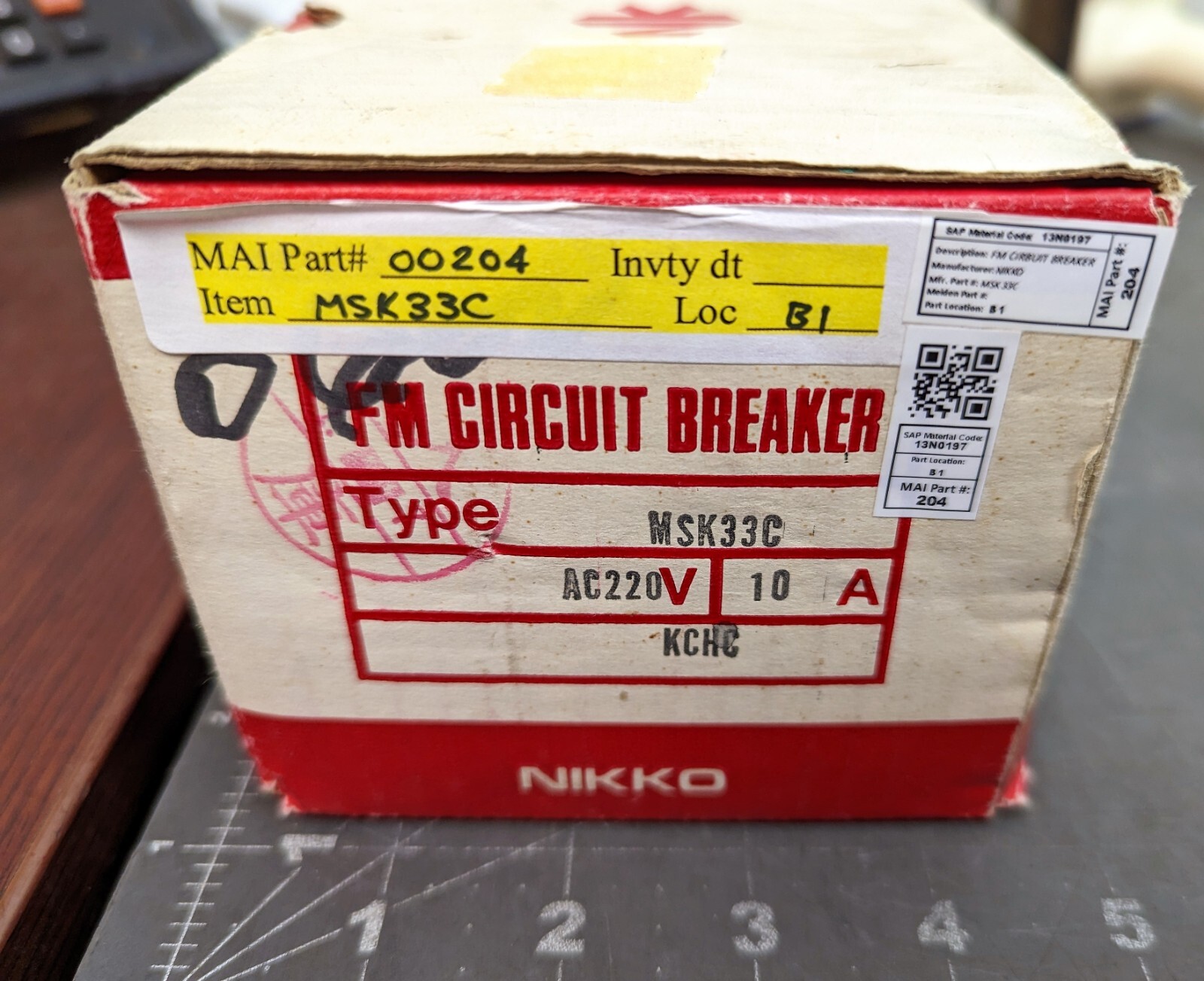 Nikko FM Circuit Breaker 3P AC460V AC220V 10A 5kA MSK 33C NEW [C2B1]