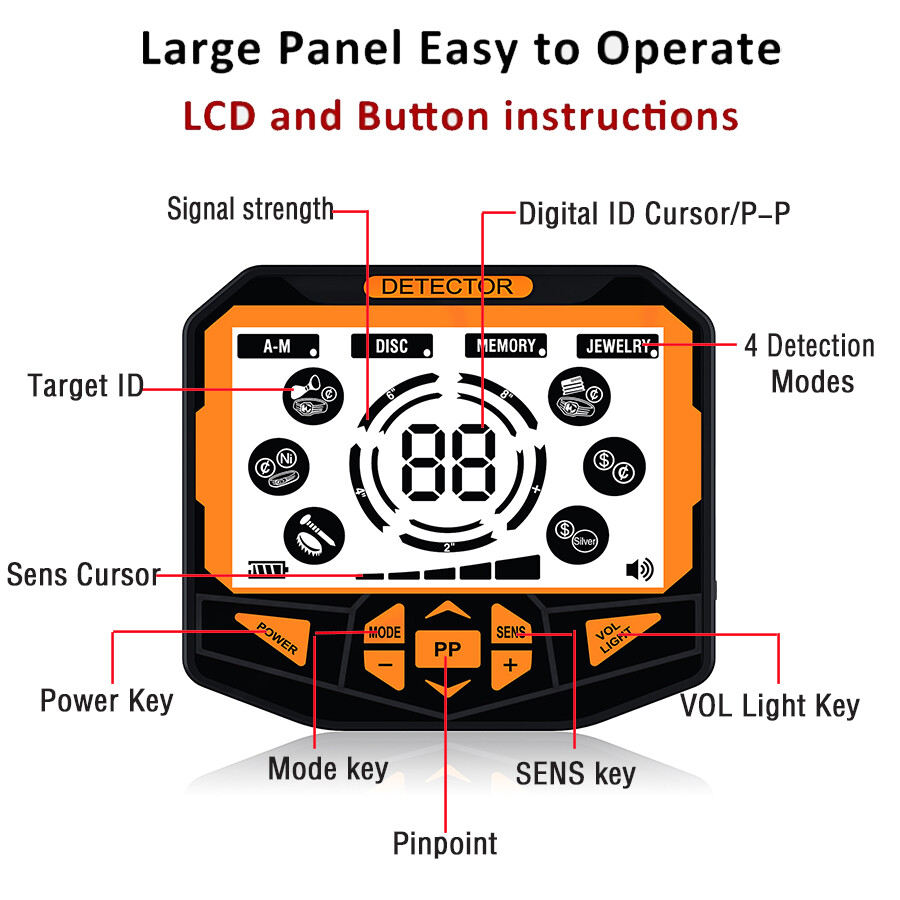 Multi-Frequency Metal Detector 10″ DD Coil Waterproof Bundle Detector for Adults