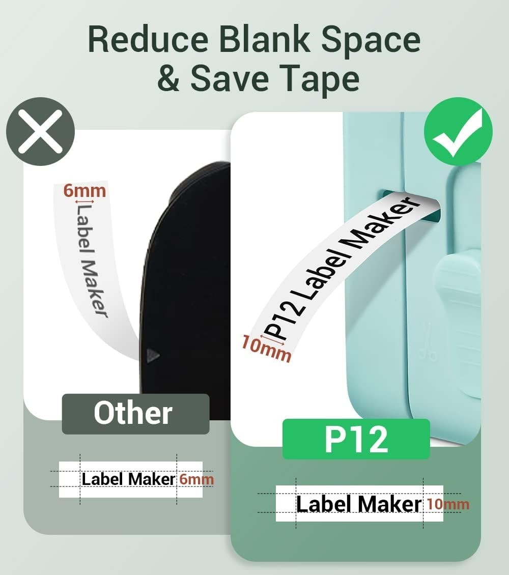 Phomemo Label Maker Machine with Tape, P12 Bluetooth Mini Label Makers Thermal