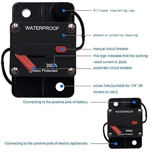 300 Amp Circuit Breaker 30A-300A with Manual Reset Waterproof Inline Fuse Inv…