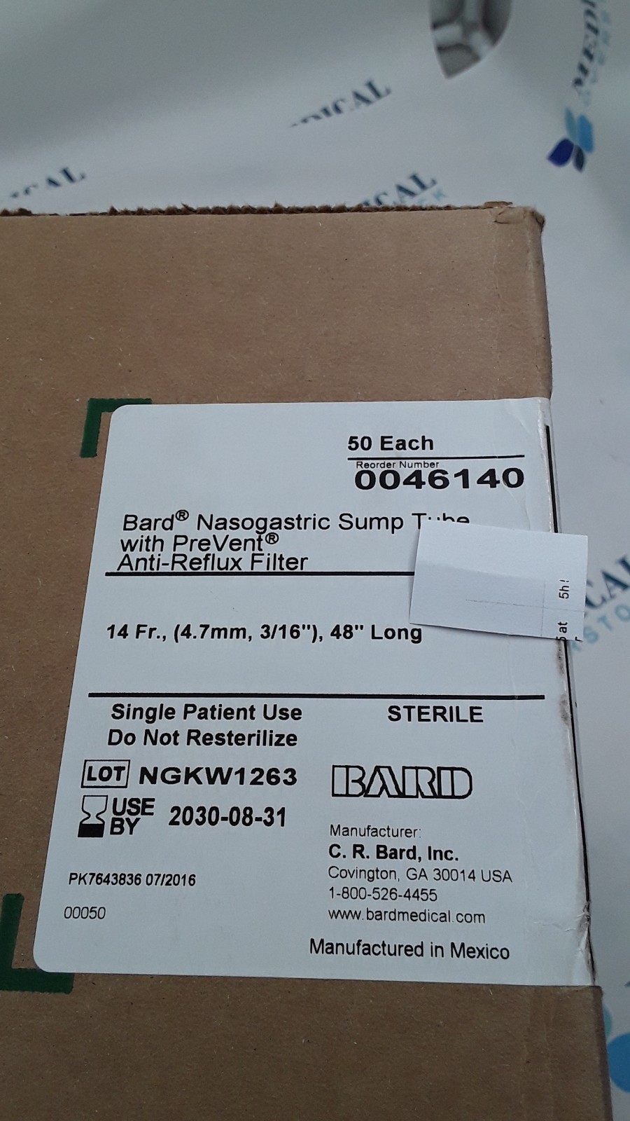 Bard Nasogastric Sump Tube 14Fr 48″ 0046140 Case of 50