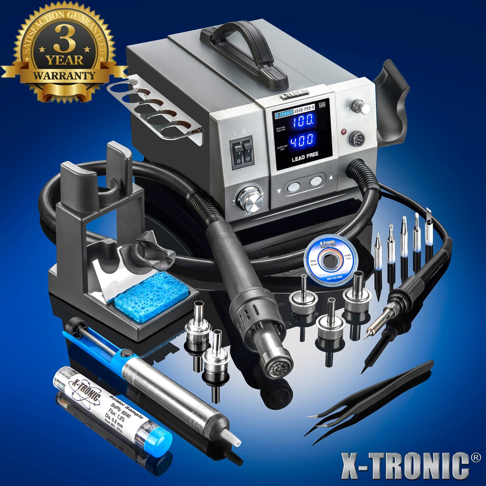 X-Tronic 4040-PRO-X “Platinum” 750 Watt Hot Air Rework Soldering Station Kit
