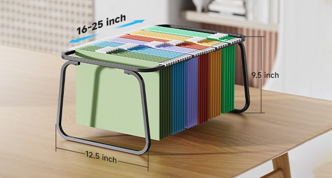 Hanging File Folder Frame, Adjustable Letter Size File Holder 16-25 Inches,