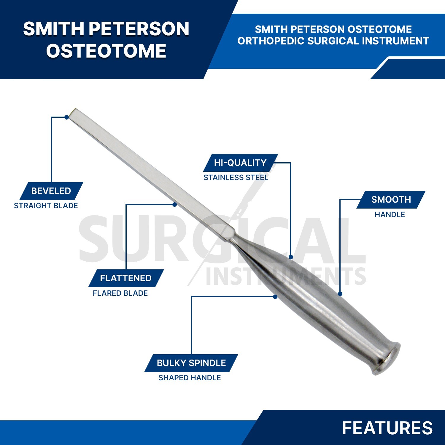 7 Pieces Set of Smith-Peterson Osteotomes Orthopedic Surgical German Grade