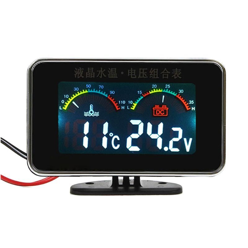 Vehicle Car Water Temperature Gauge Thermometer Voltmeter 2in1