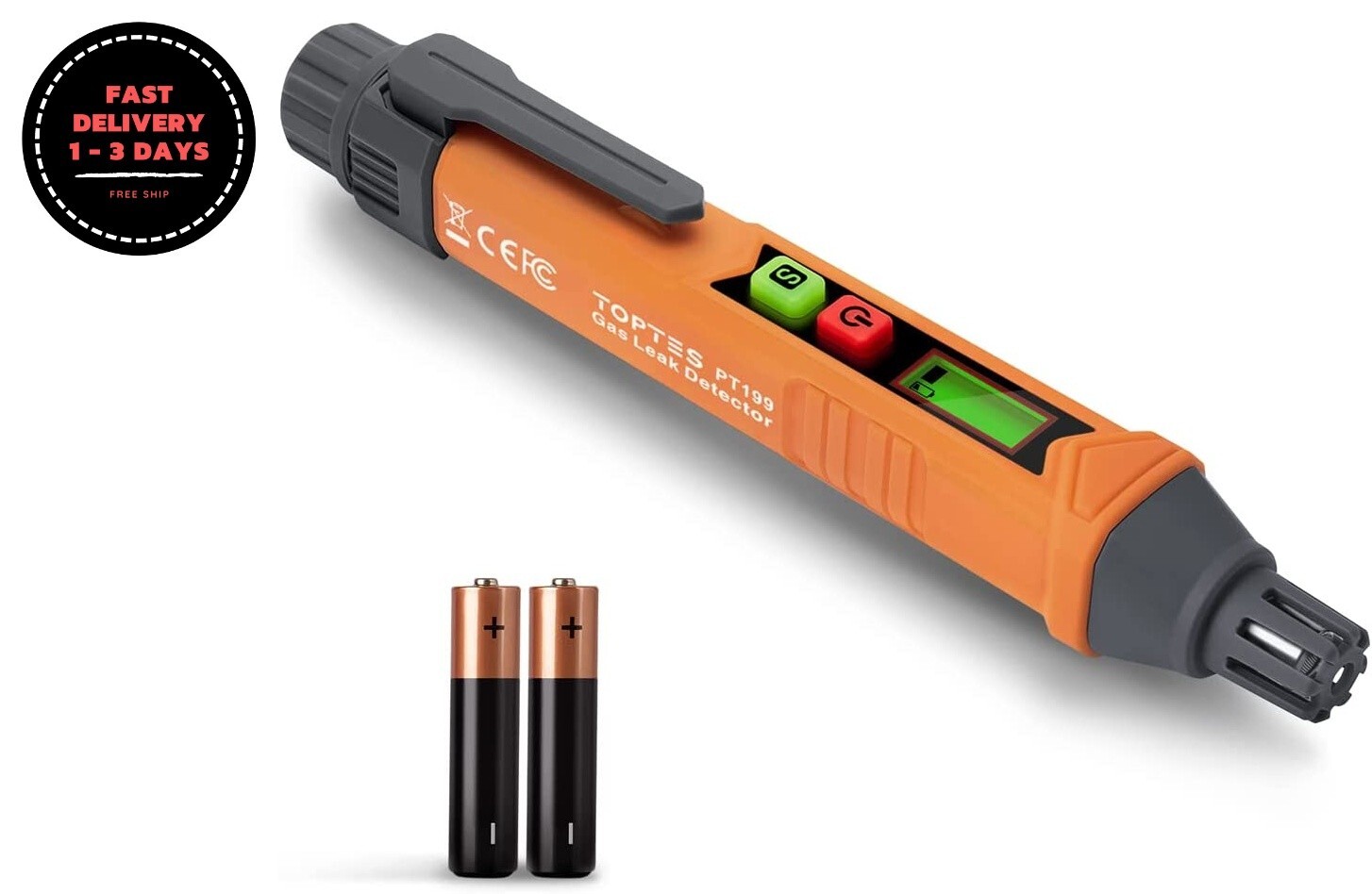 Detector de fugas de gas, detector de gas natural con alarma audible y visual.