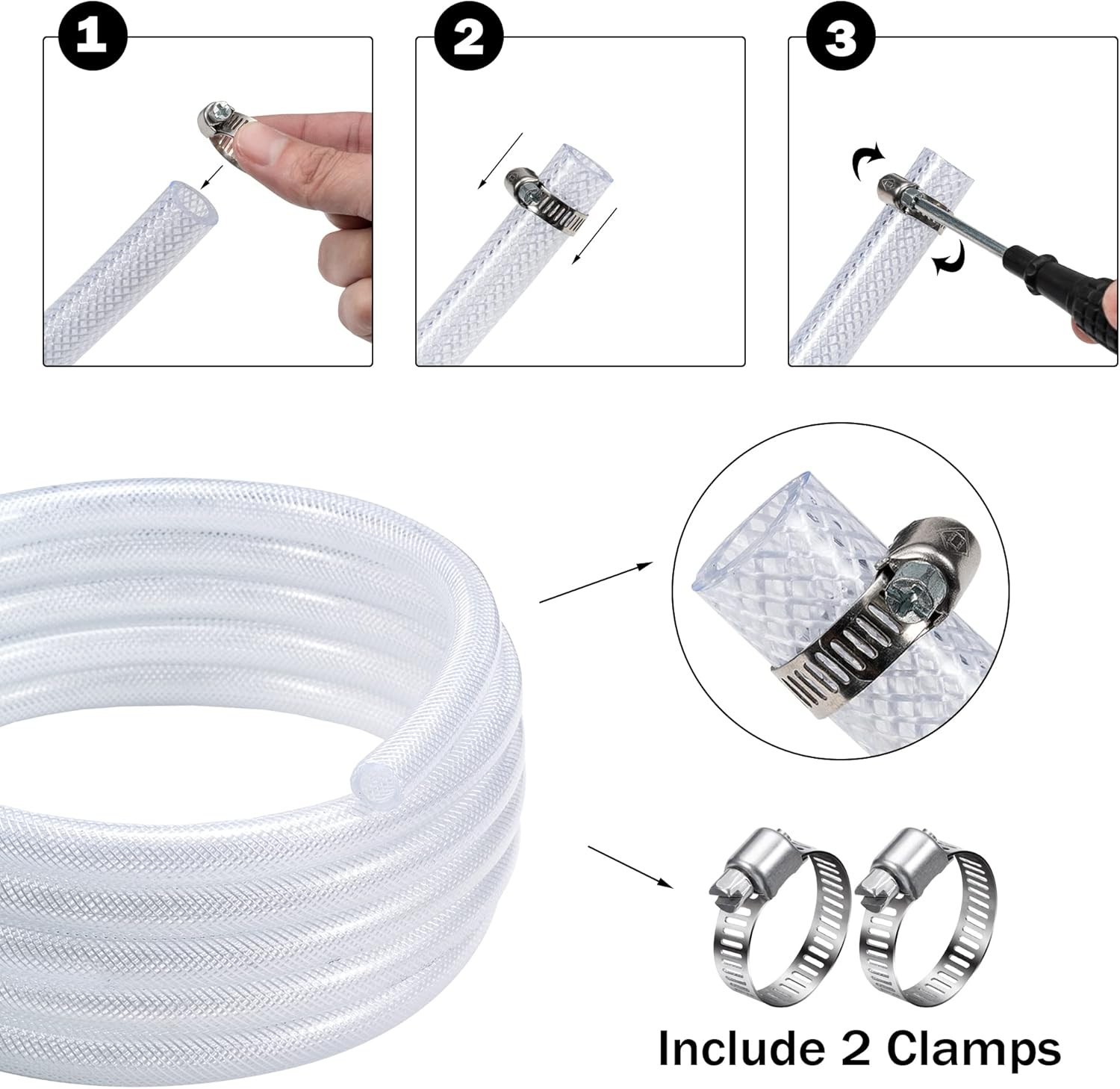 50ft Flexible High-Pressure Braided PVC Tubing – Non-Toxic and Kink-Proof