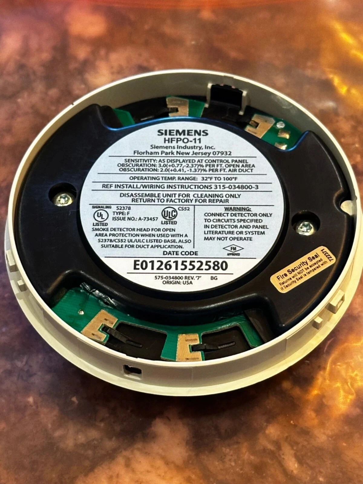 HFPO-11 SIEMENS FIRE ALARM SMOKE HEAT DETECTOR WITH BASE