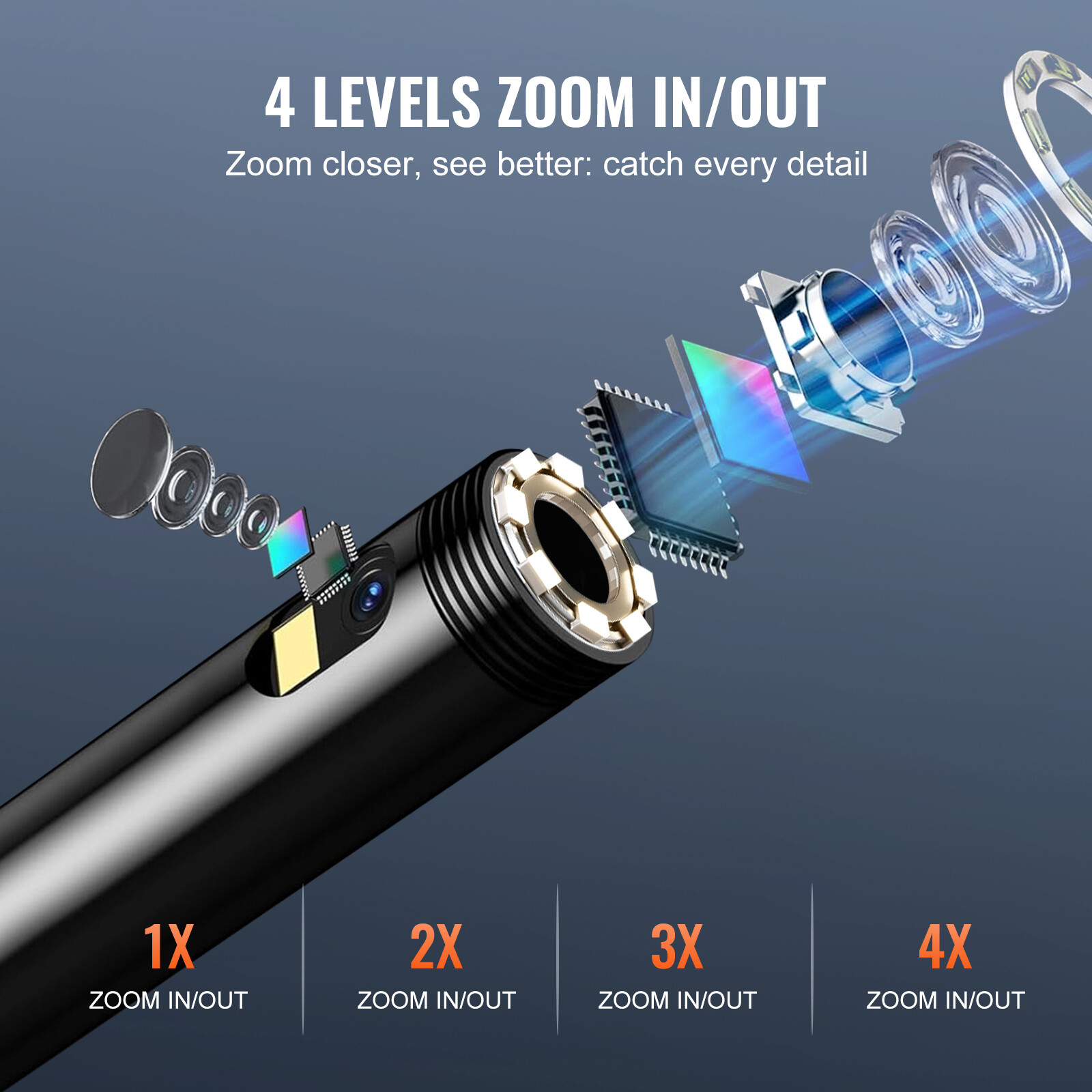 VEVOR Endoscope Camera with Lights Dual Lens Borescope 16.4FT Cable 4.3″ Screen