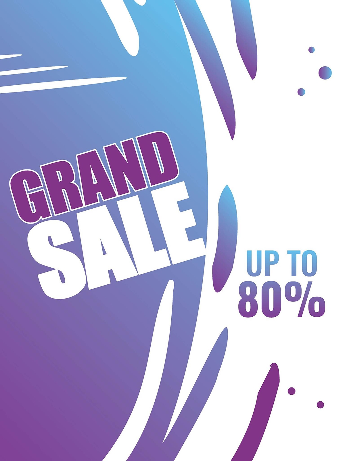 Grand Sale Up to 80% | Retail Window Display Sign | 18″W x 24″H