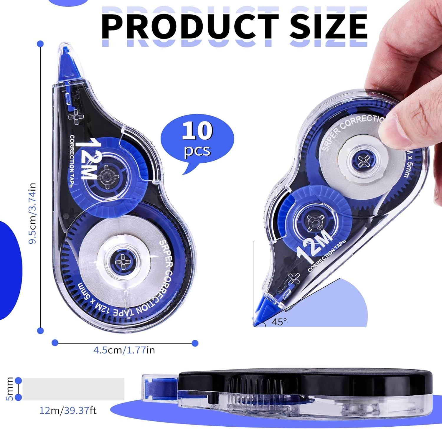 Correction Tape, 10 Pack Correction Tape Easy to Use Applicator for Instant Corr