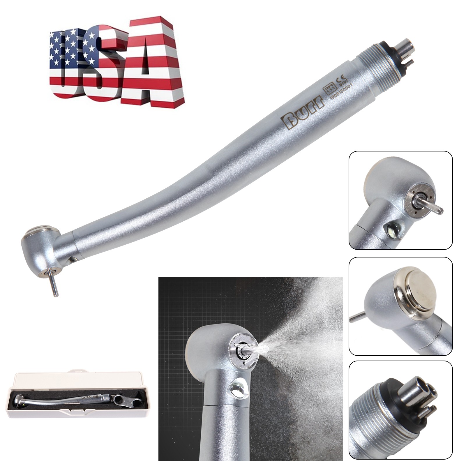 Pieza de mano LED turbina alta velocidad fibra óptica dental for NSK 4 Holes M4