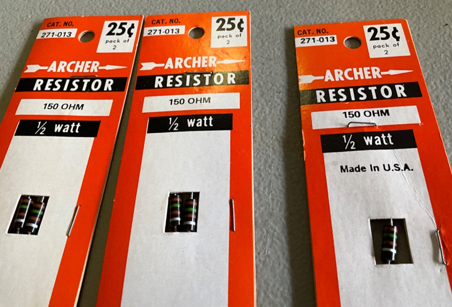 Lot of 7 Packs Vintage Various Archer Radio Shack Resistors 271-034/023/012/013