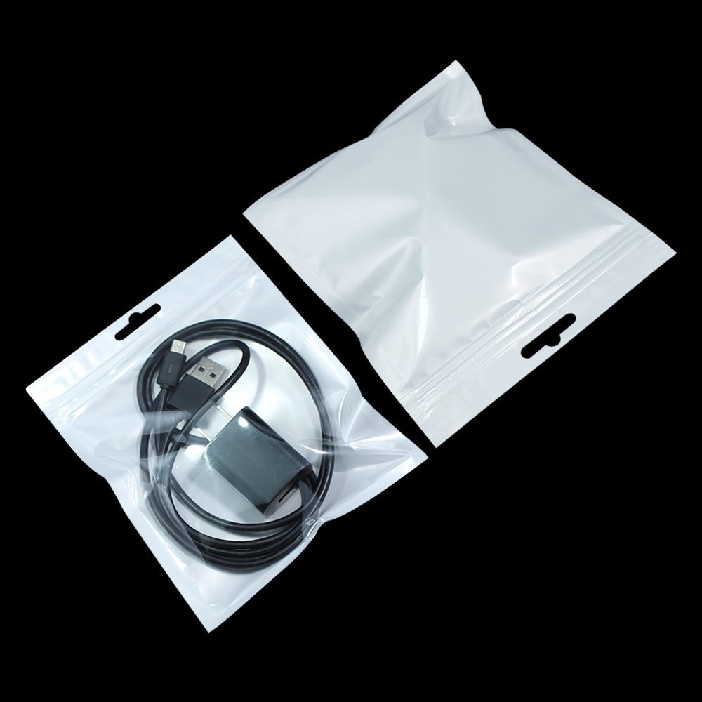 White Clear for Zip Hang Hole Plastic Lock Bags Package Pouch Reclosable Jewelry