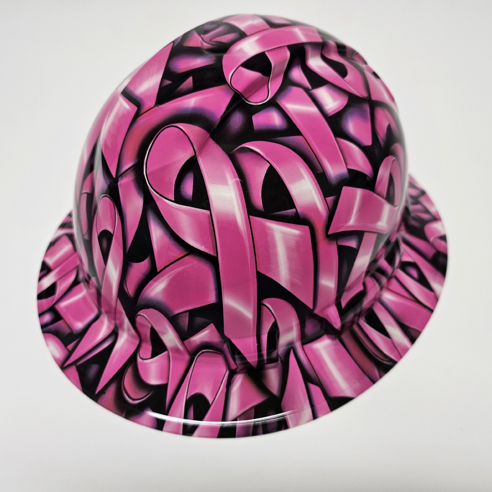 full brim hard hat custom hydro dipped IN BREAST CANCER AWARENESS IN YOUR FACE
