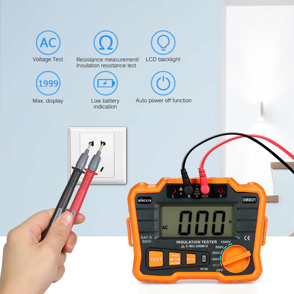 KKmoon Insulation Resistance Tester Meter 1000V Ground Megger Megohmmeter T6J5