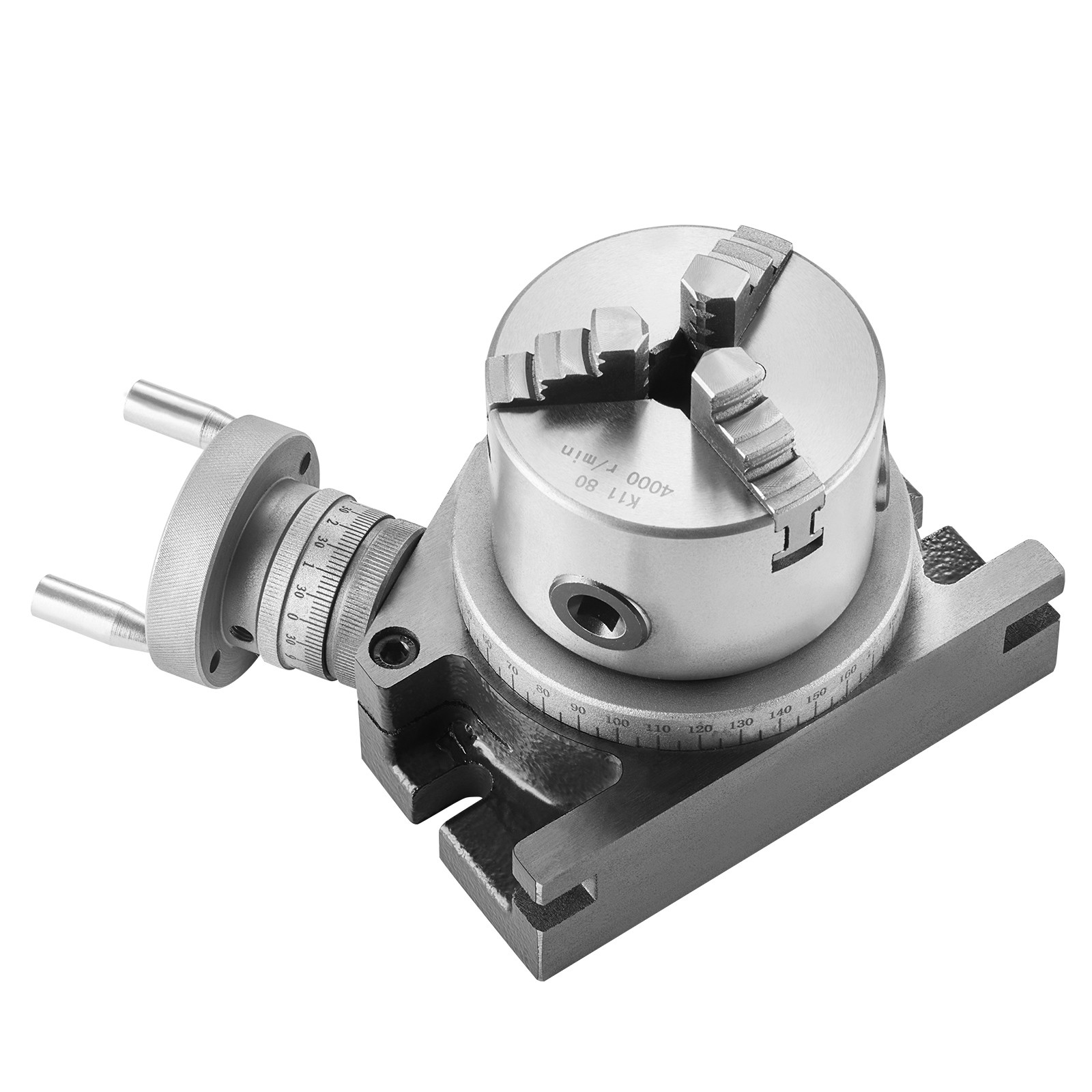 VEVOR Rotary Table for Milling Machines 4» Horizontal Vertical with 3-Jaw Chuck