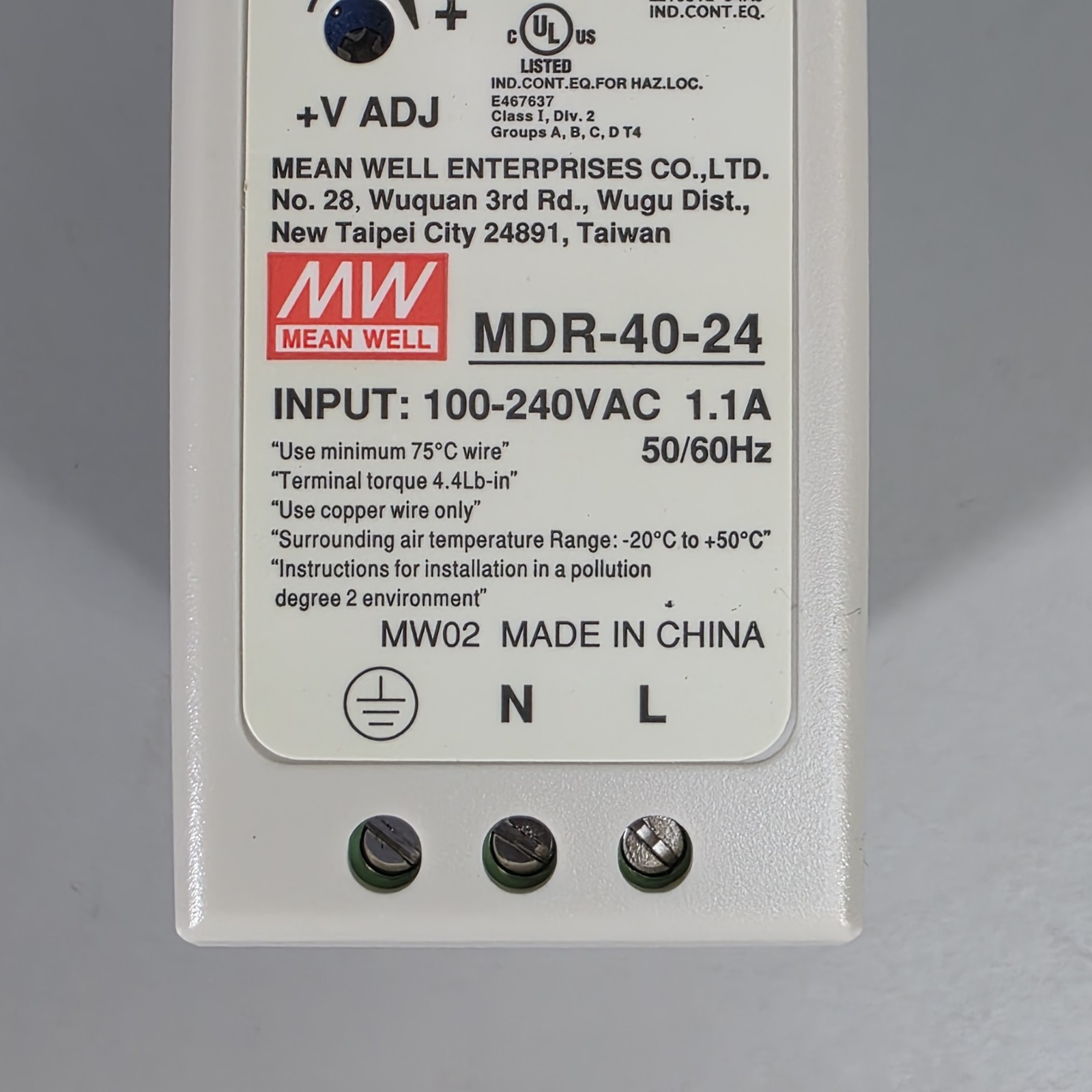 Mean Well MDR-40-24 Power Supply In 100-240V Out 24VDC 1.7A 40W NIB
