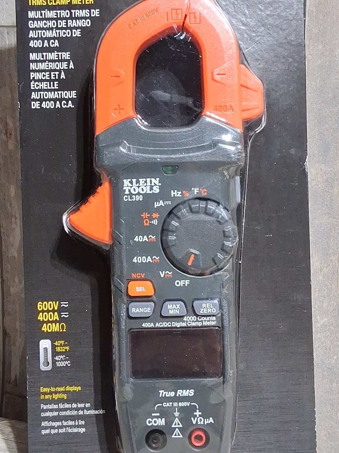 New Klein Tools CL390 Auto-Ranging Digital Clamp Meter 400A AC (CL390) W/ Case