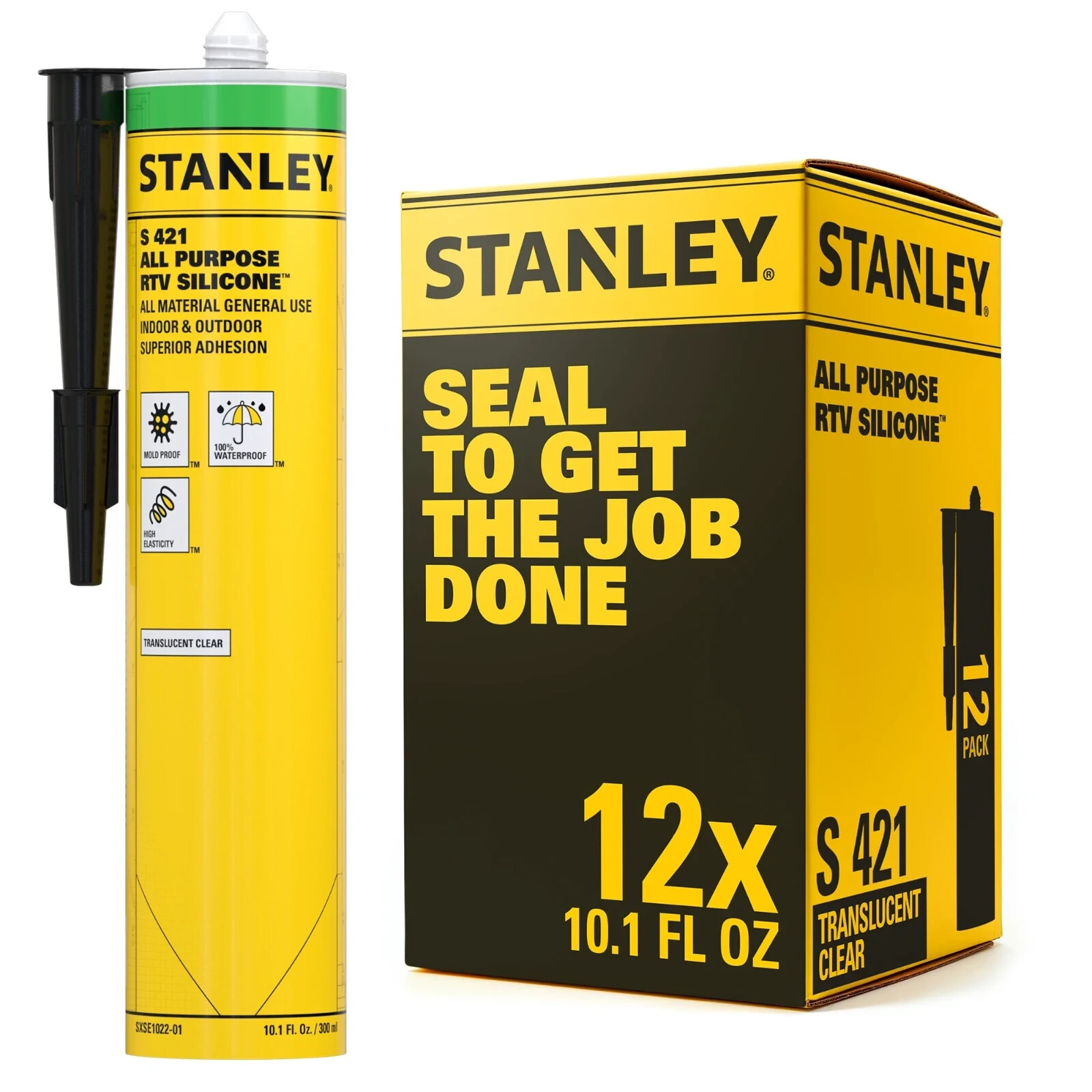 Silicone Sealant 100% Silicone Waterproof Bathroom Kitchen Translucent 12 Pack