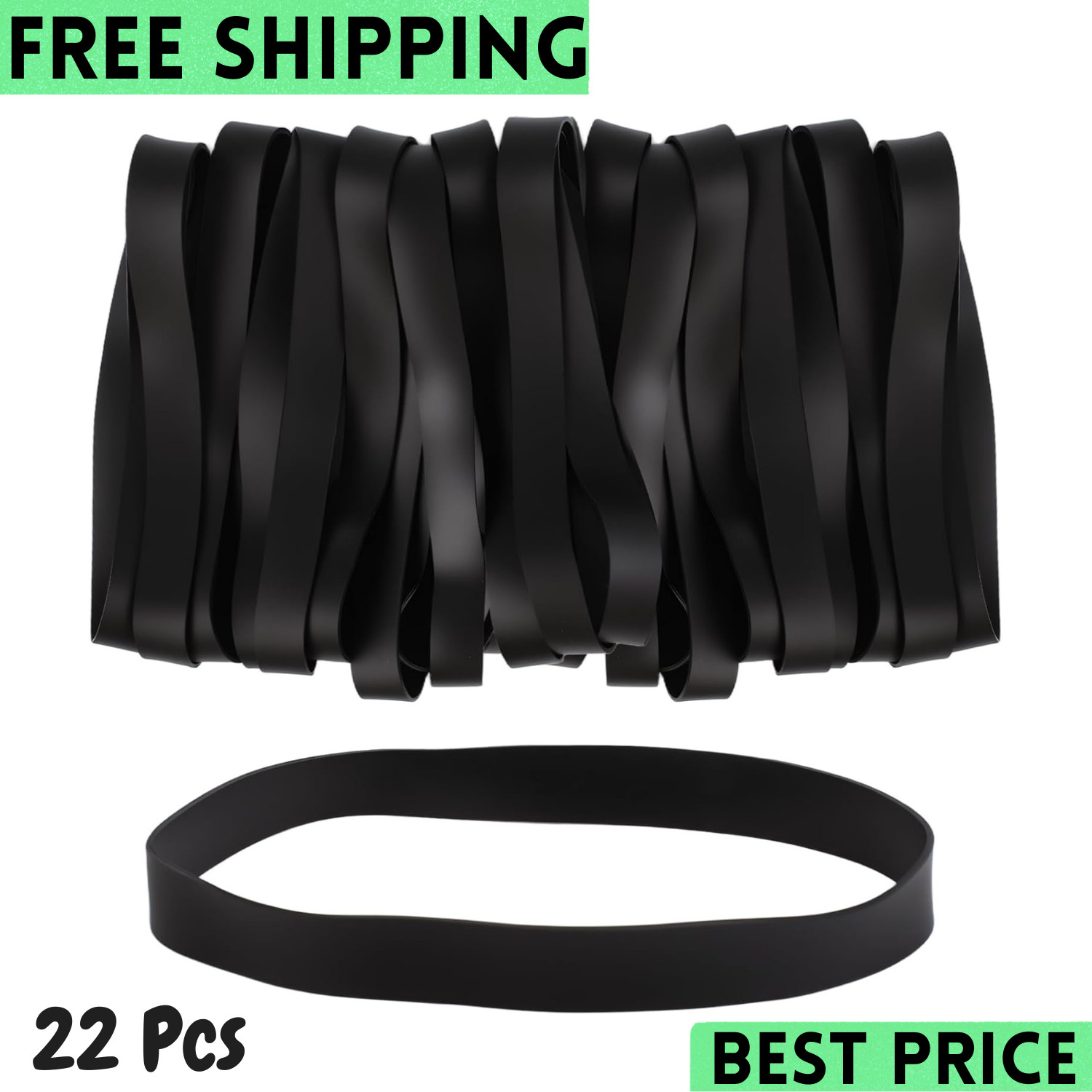 Large Rubber Bands Heavy Duty, 22 Pcs Size 107 Black Rubber Bands
