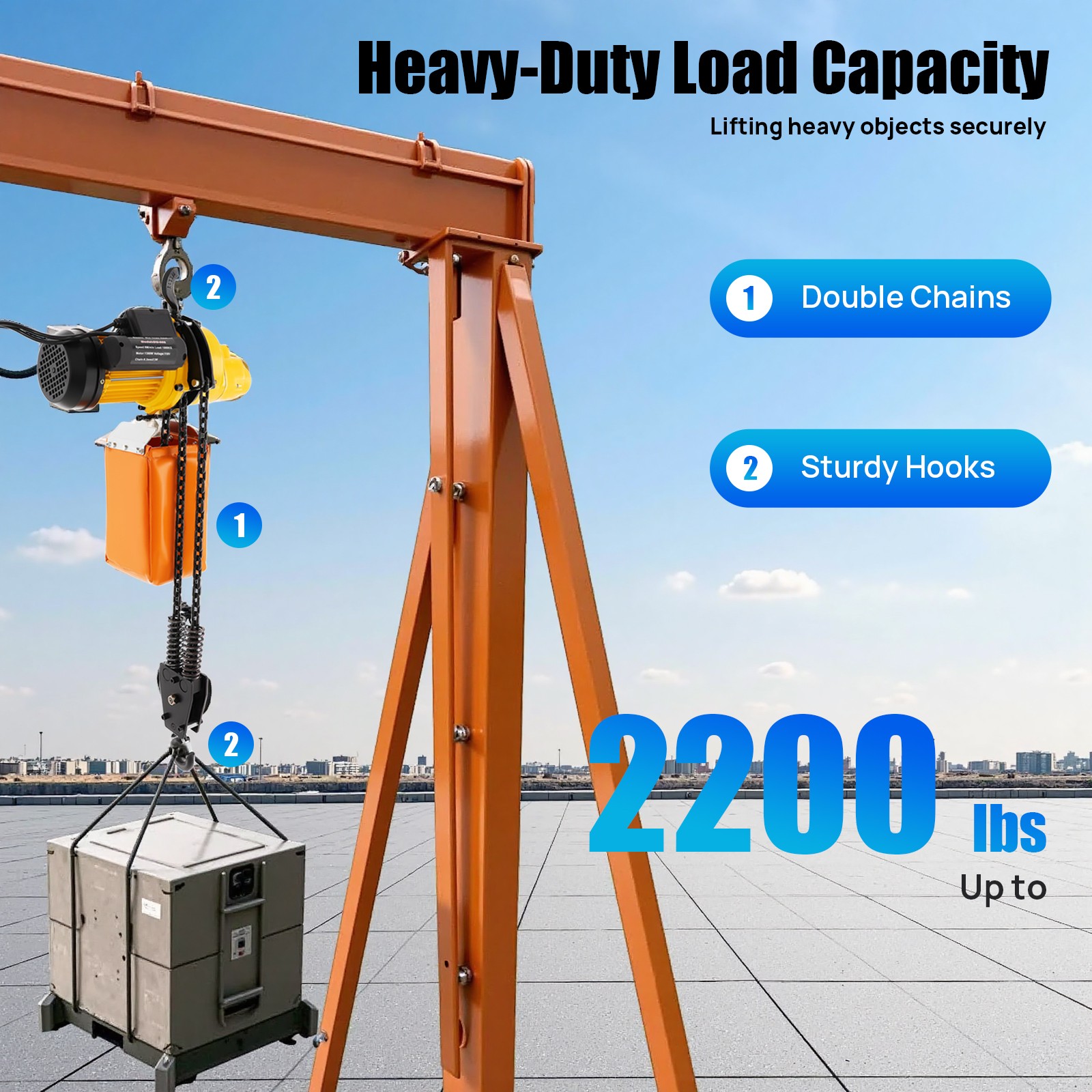 1 Ton Electric Chain Hoist w/ 13FT Double Chain Lifting Single Phrase 110V 20Mn2