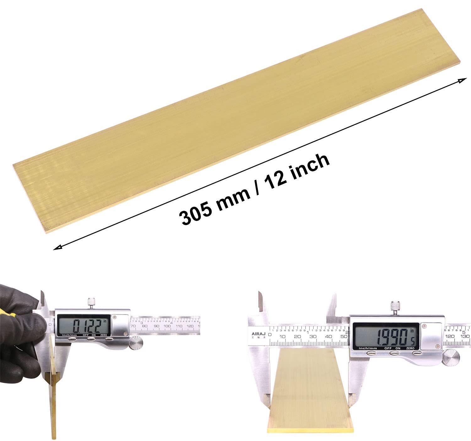 C360 Brass Flat Bar 1/8″ x 2″ x 12″ Solid Plate Mill Stock, Durable Metal Materi