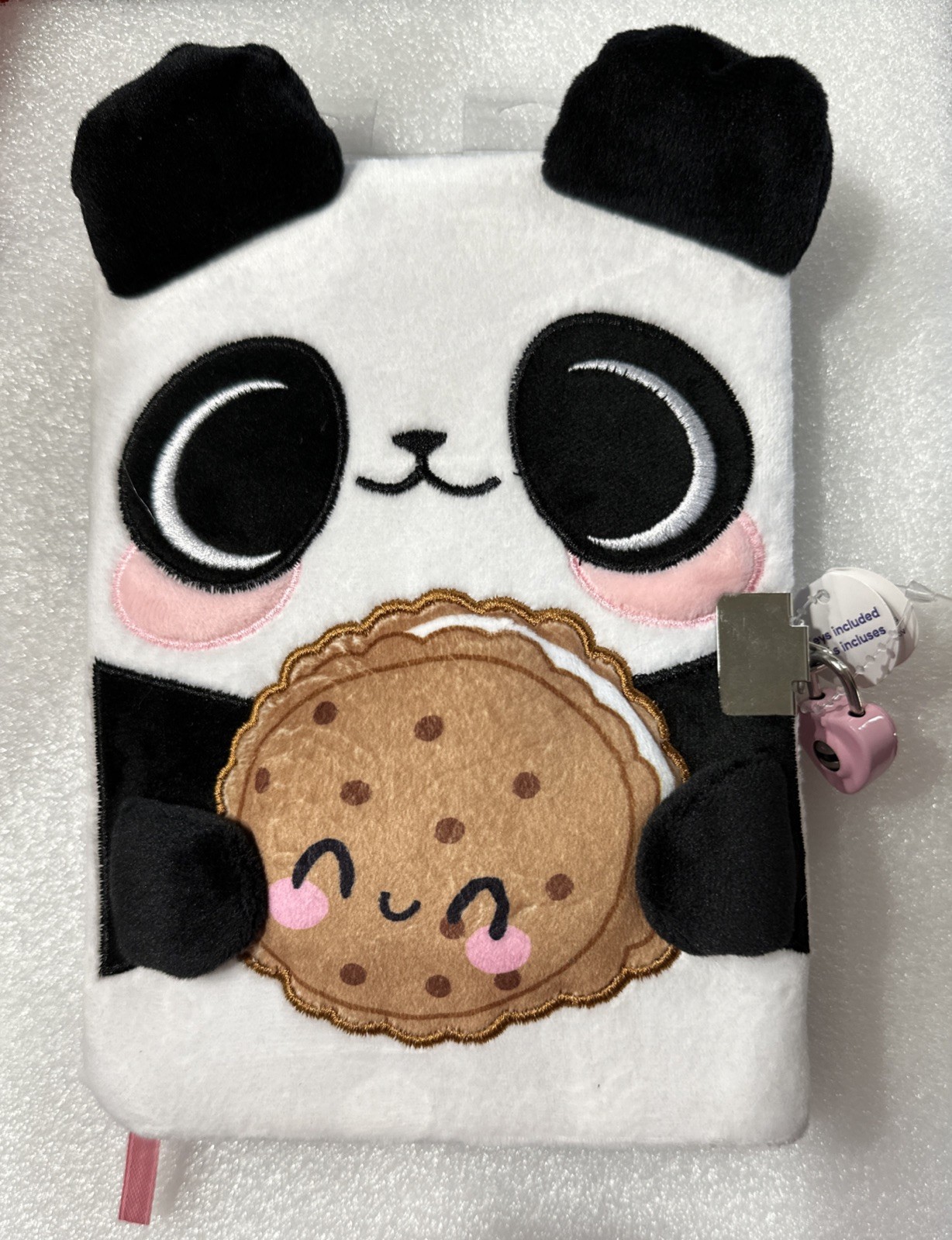 Claire’s Panda Cookies And Cream Plush Locking Diary with 2 Keys New