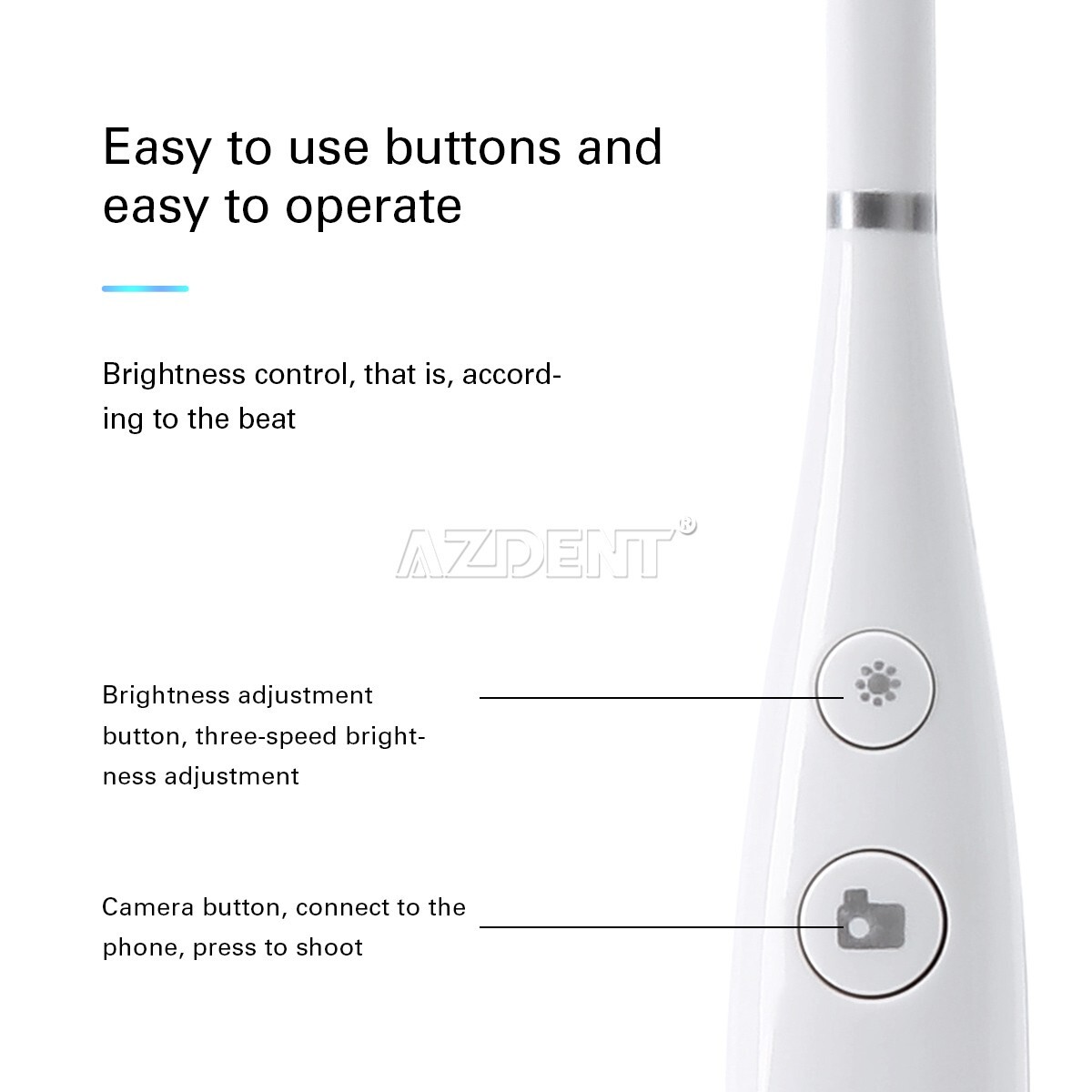 AZDENT Dental Intraoral Camera USB HD Camera 8 LED Lights 3-speed Adjustment